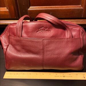 Elegant Burgundy Leather vintage Stone Mountain Handbag